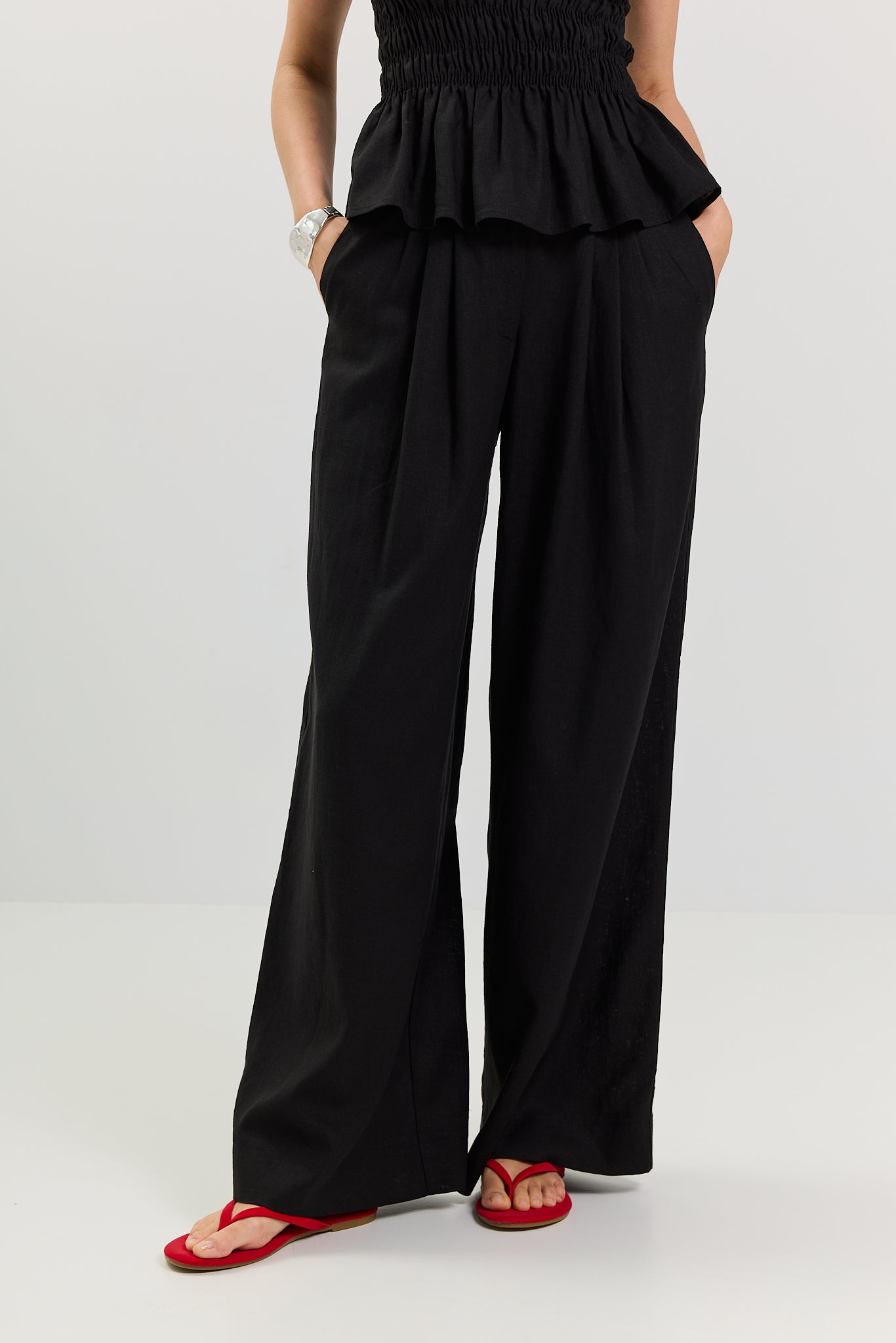 Spodnie Palazzo linen black