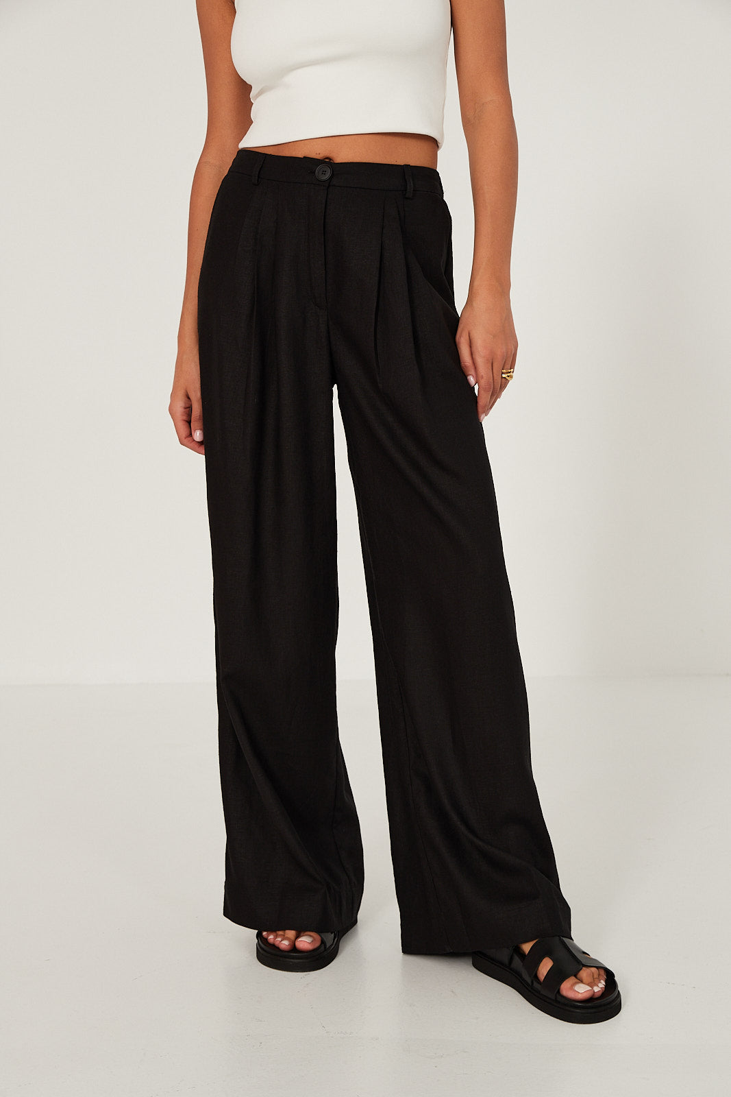 Spodnie Palazzo linen black