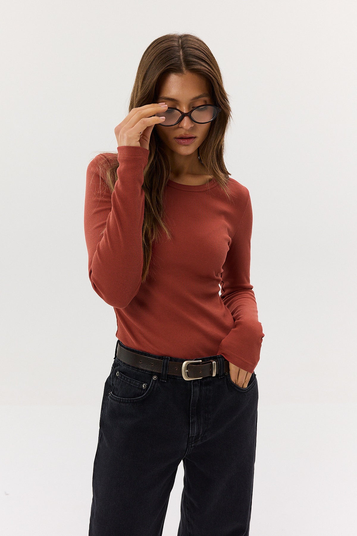 Longsleeve Bamboo burnt apricot