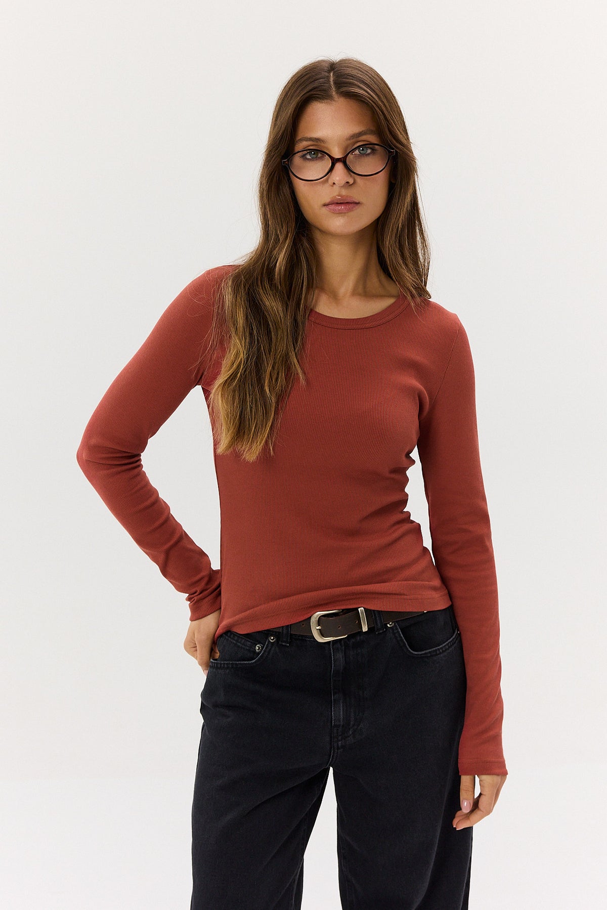 Longsleeve Bamboo burnt apricot