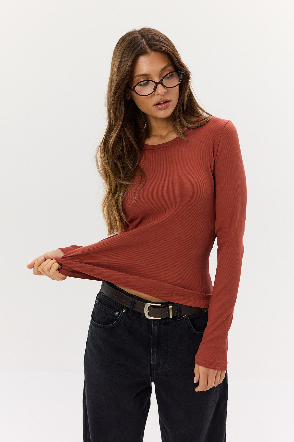Longsleeve Bamboo burnt apricot
