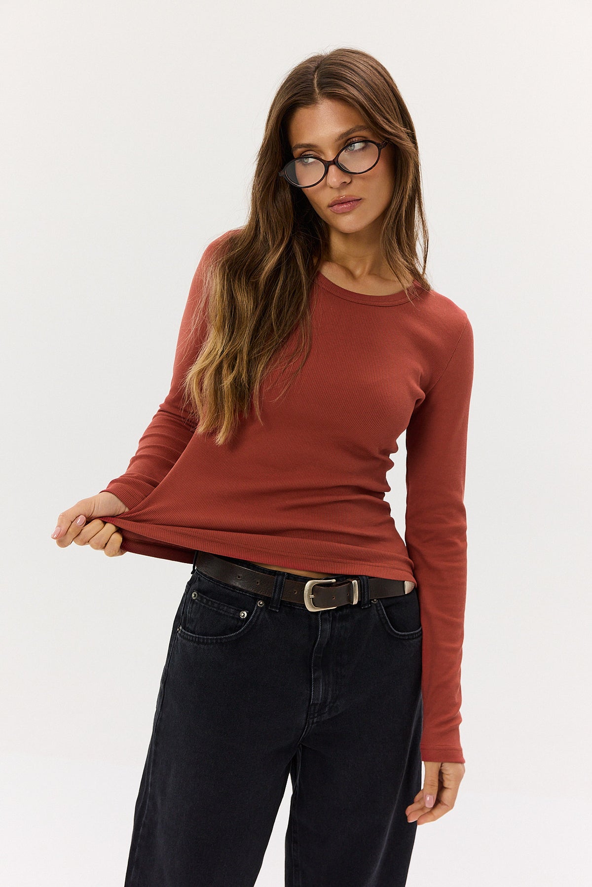 Longsleeve Bamboo burnt apricot