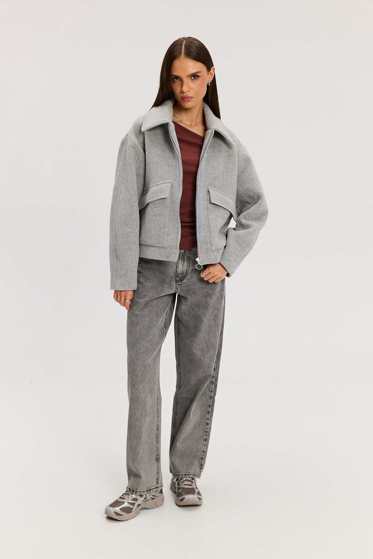 Kurtka Ethan wool light grey