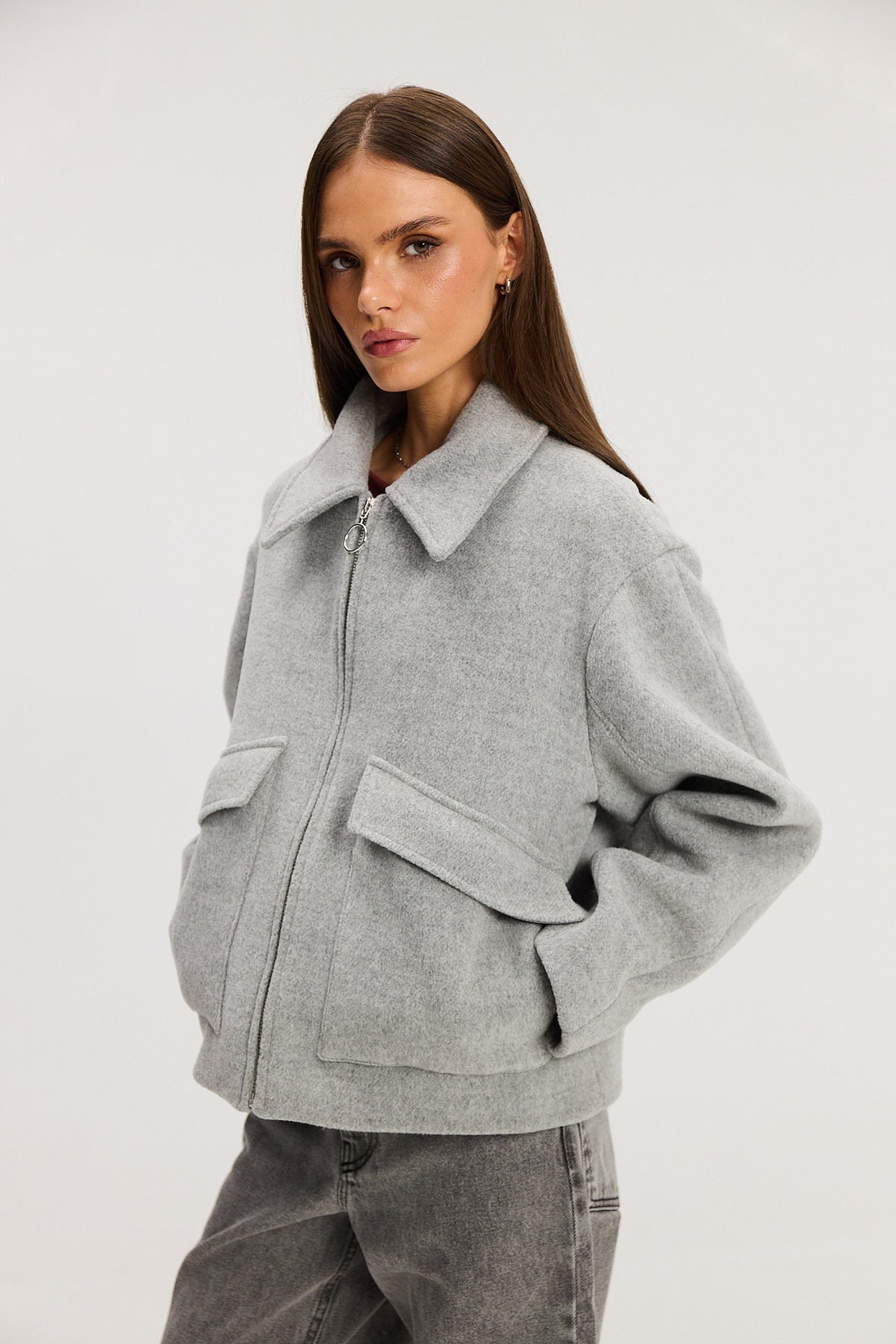Kurtka Ethan wool light grey