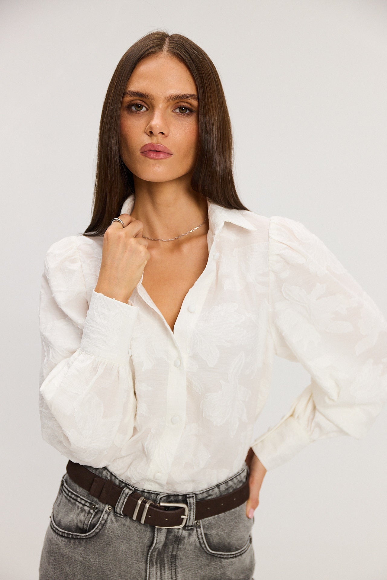 Koszula Gina jacquard white