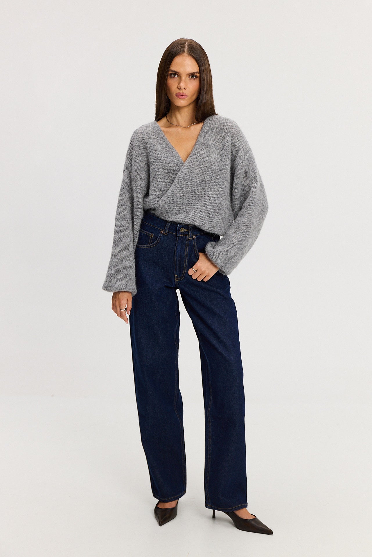 Sweter kardigan Ingrid light grey