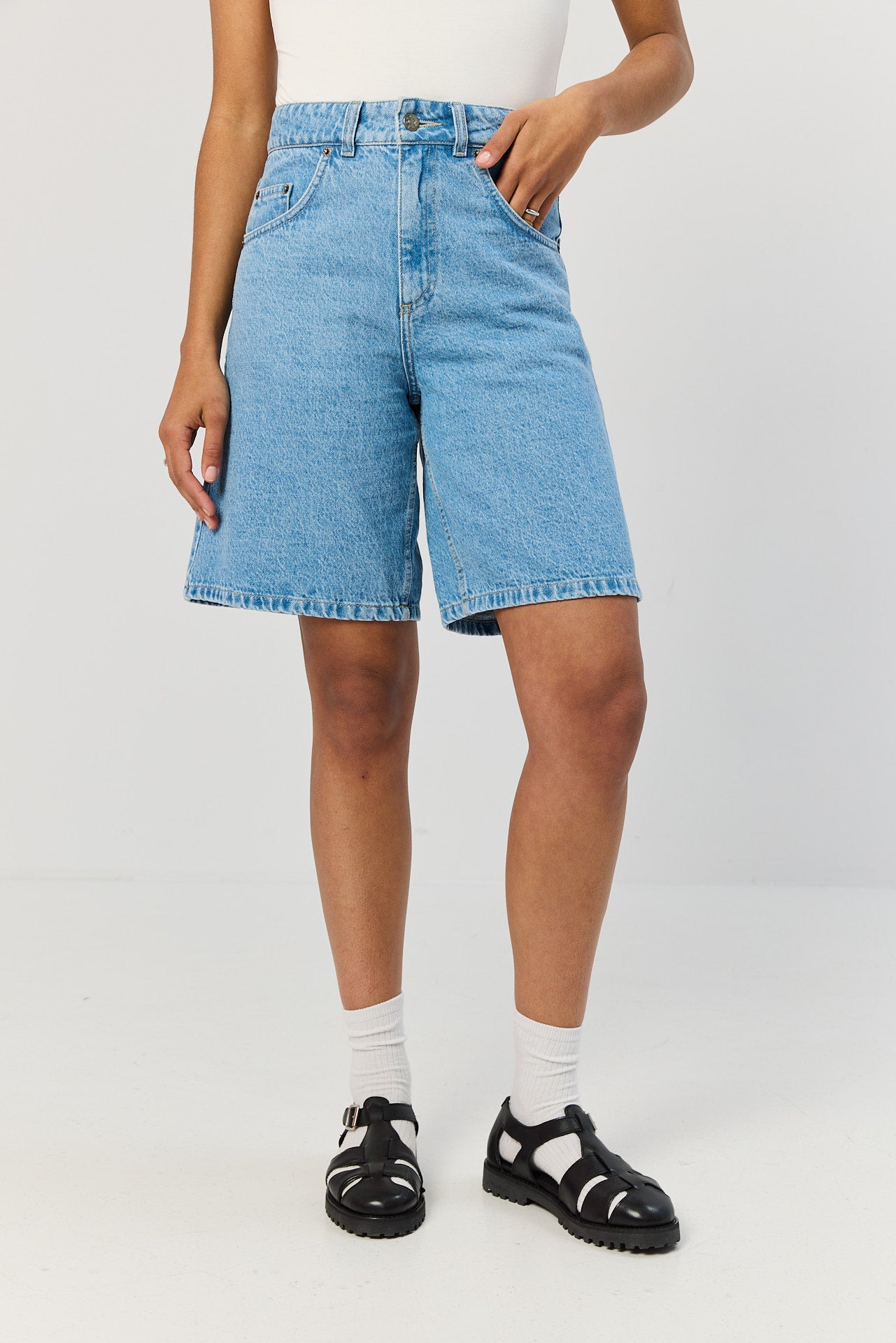 Bermudy jeansowe baby blue
