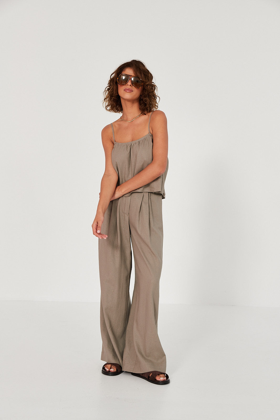 Spodnie Palazzo linen beige