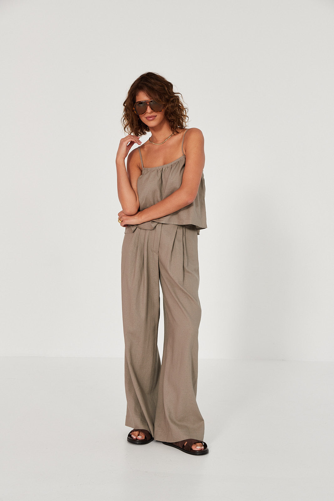 Spodnie Palazzo linen beige