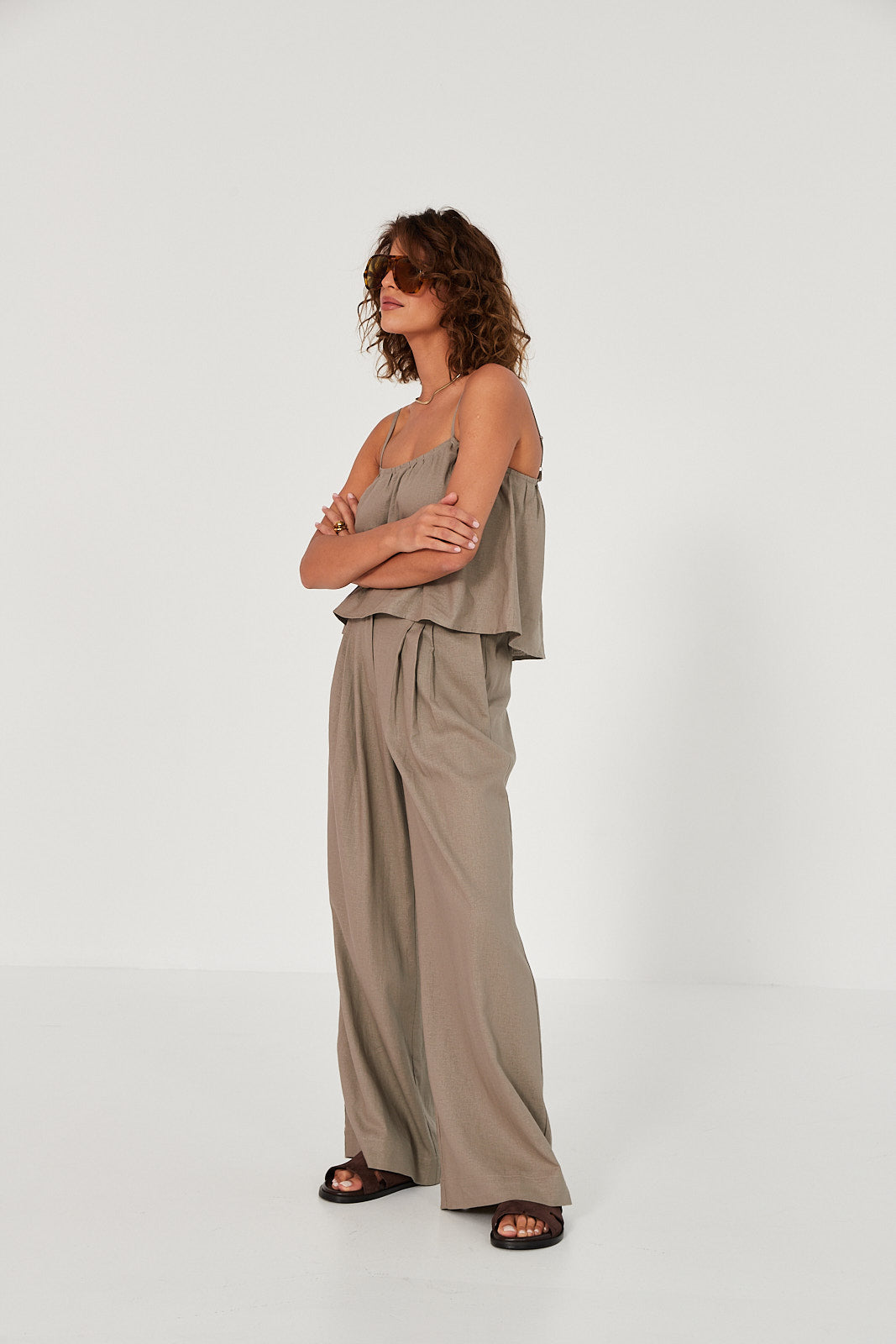 Spodnie Palazzo linen beige