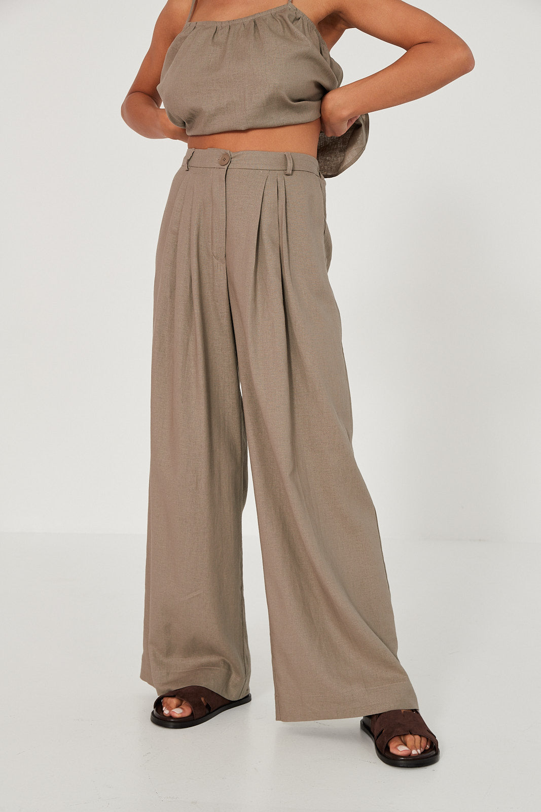 Spodnie Palazzo linen beige