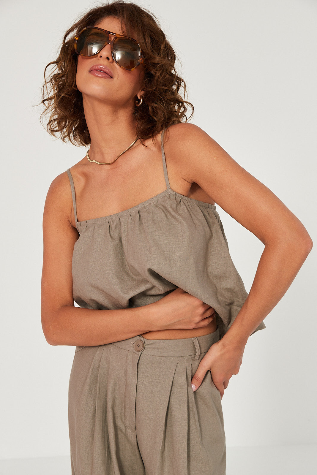 Spodnie Palazzo linen beige