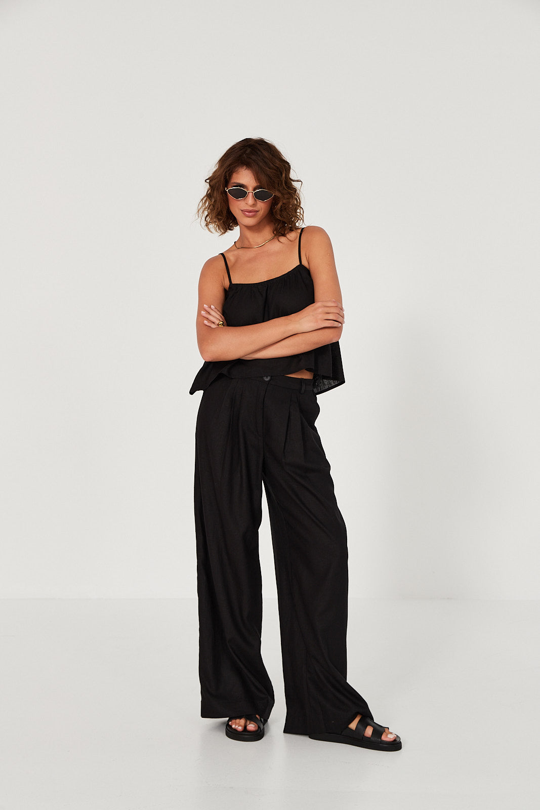 Spodnie Palazzo linen black