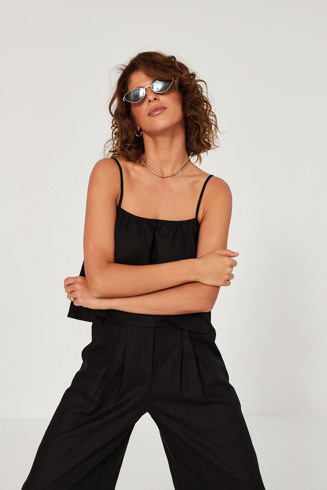 Spodnie Palazzo linen black