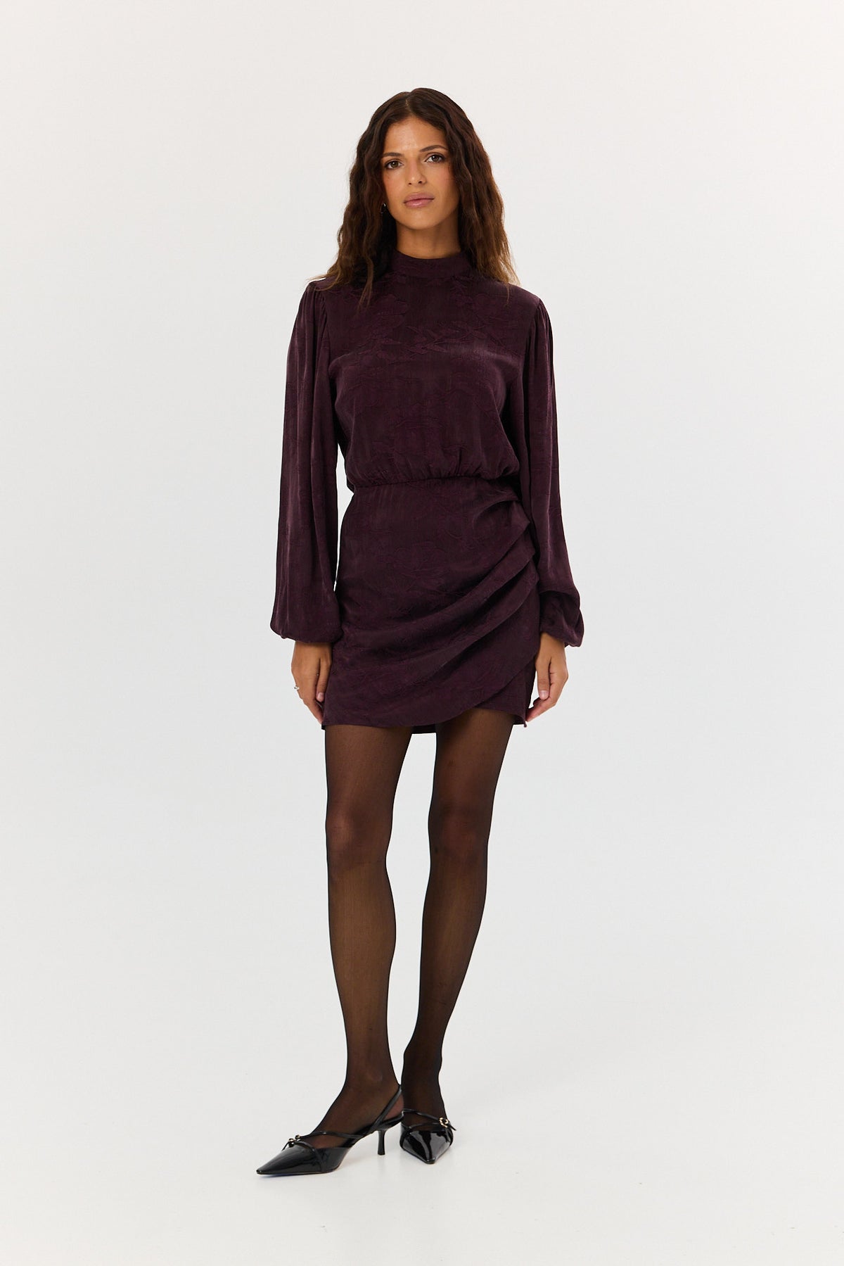 Sukienka Jackie jacquard plum noir