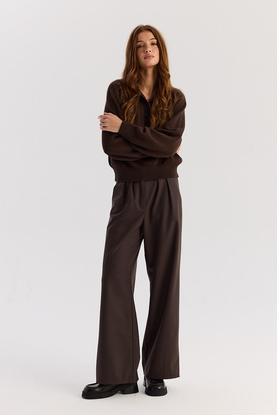 Sweter Polo Bobby dark chocolate