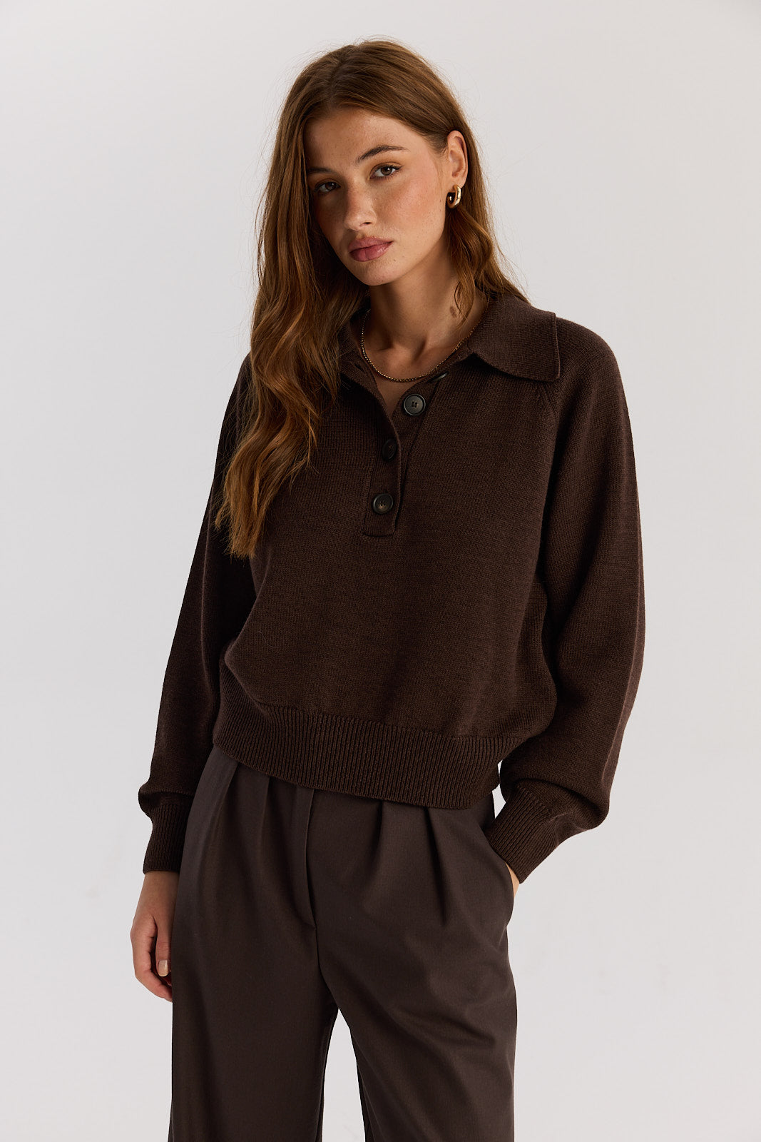 Sweter Polo Bobby dark chocolate