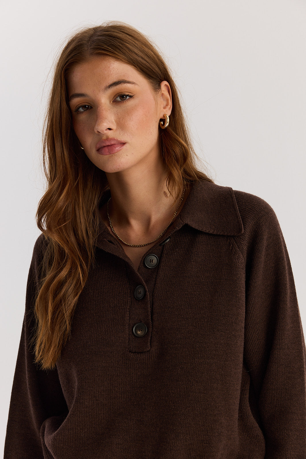 Sweter Polo Bobby dark chocolate