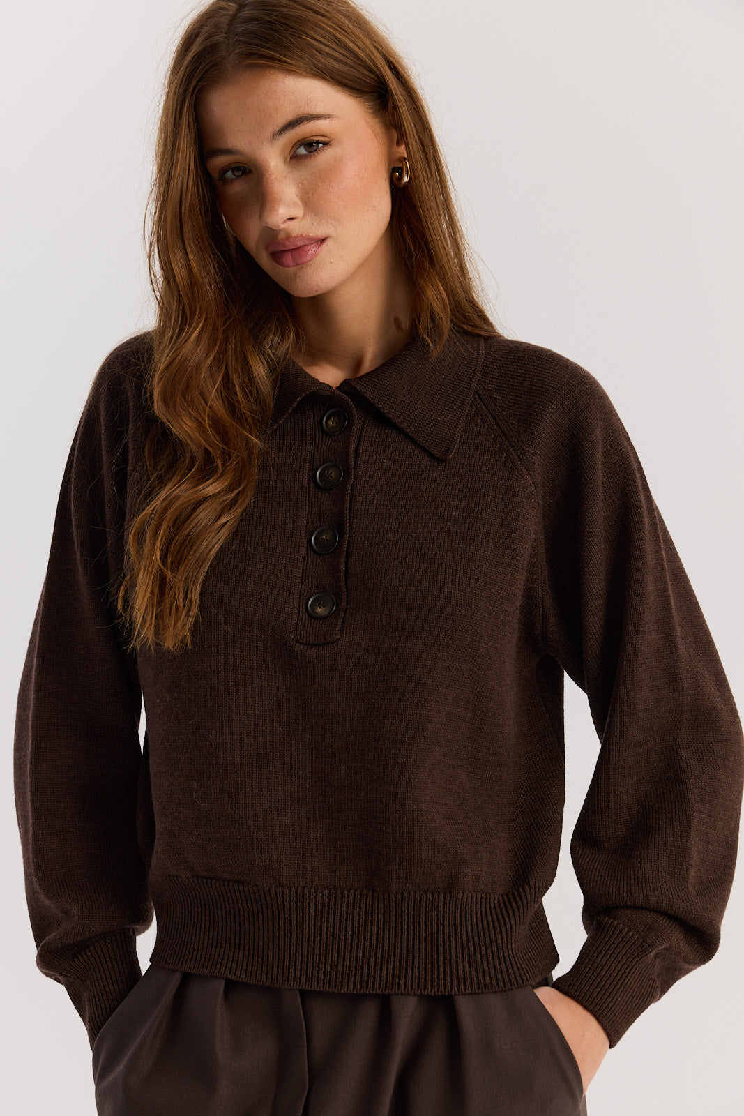 Sweter Polo Bobby dark chocolate