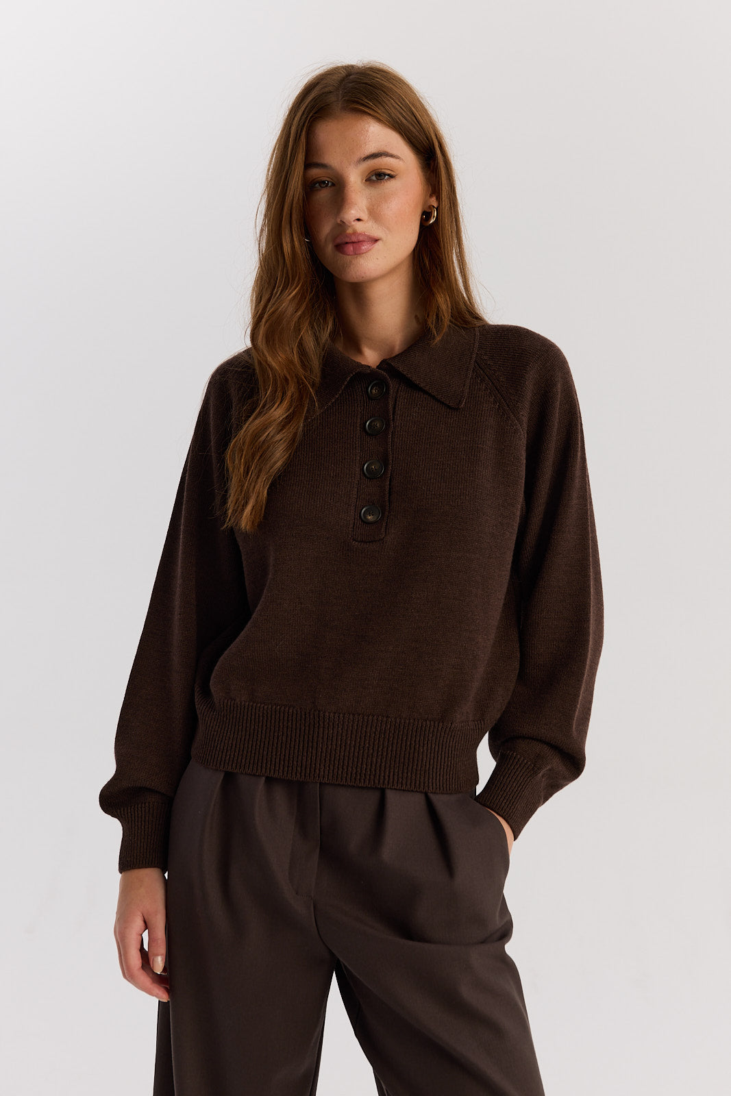 Sweter Polo Bobby dark chocolate