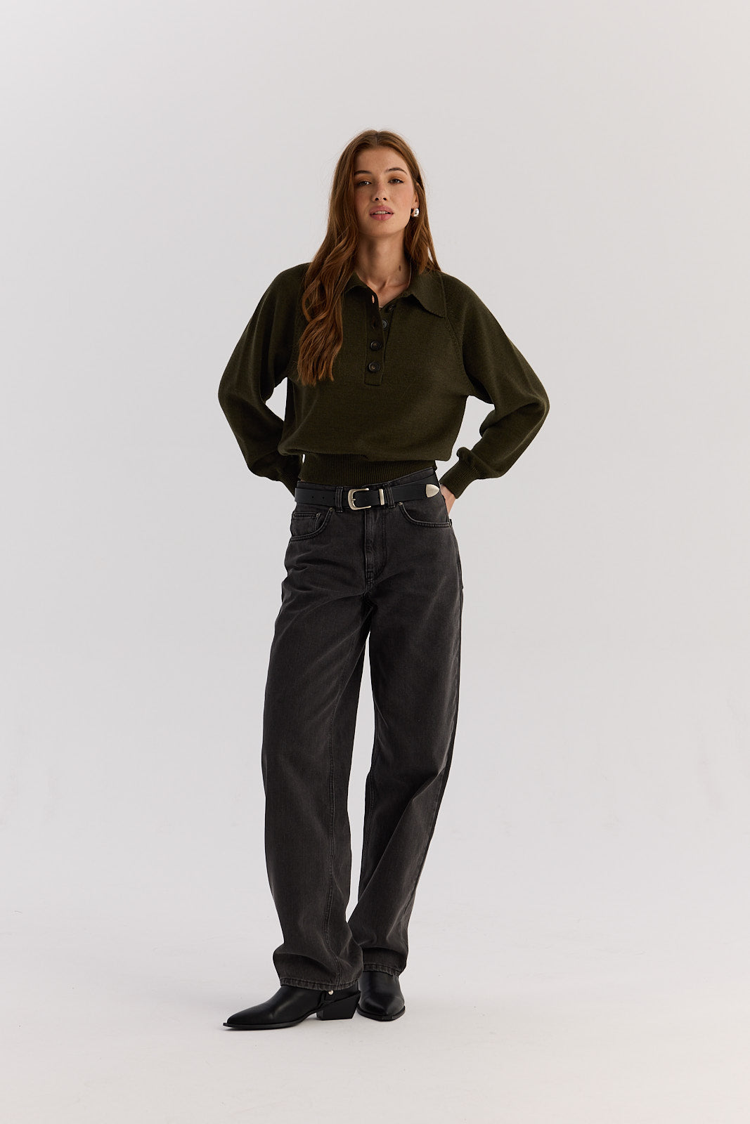 Sweter Polo Bobby khaki