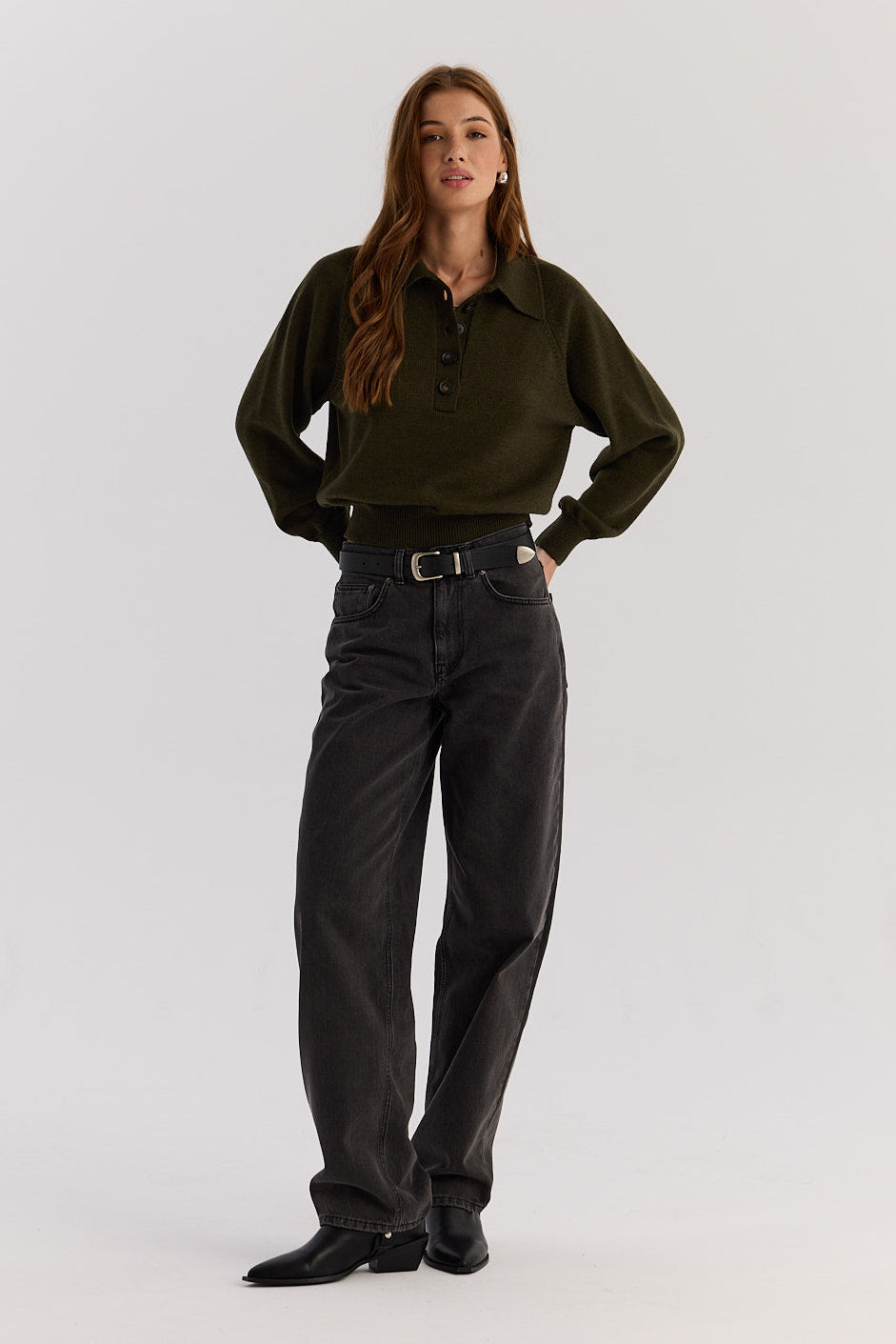 Sweter Polo Bobby khaki