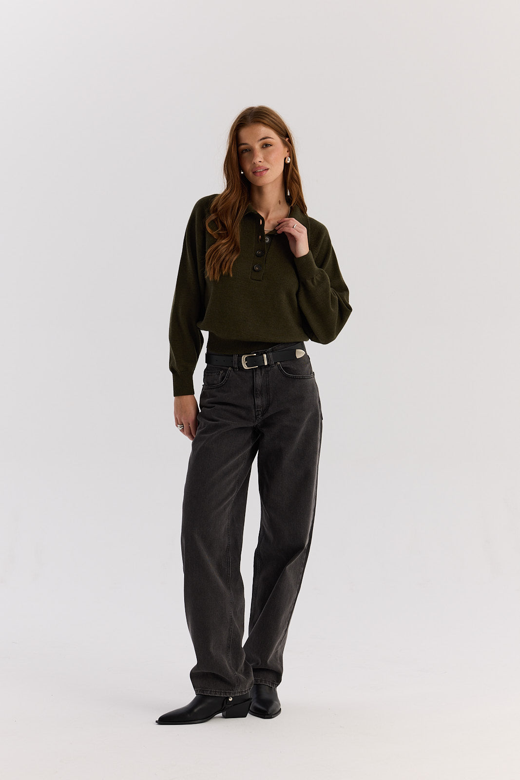 Sweter Polo Bobby khaki