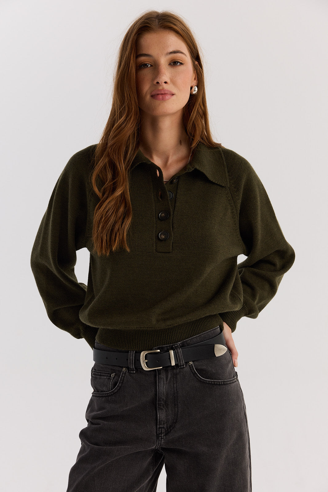 Sweter Polo Bobby khaki