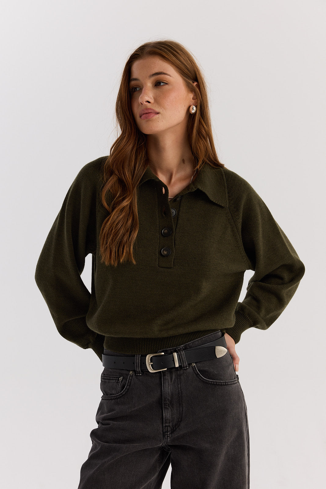 Sweter Polo Bobby khaki