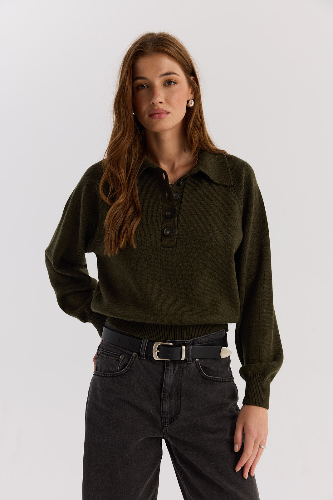 Sweter Polo Bobby khaki