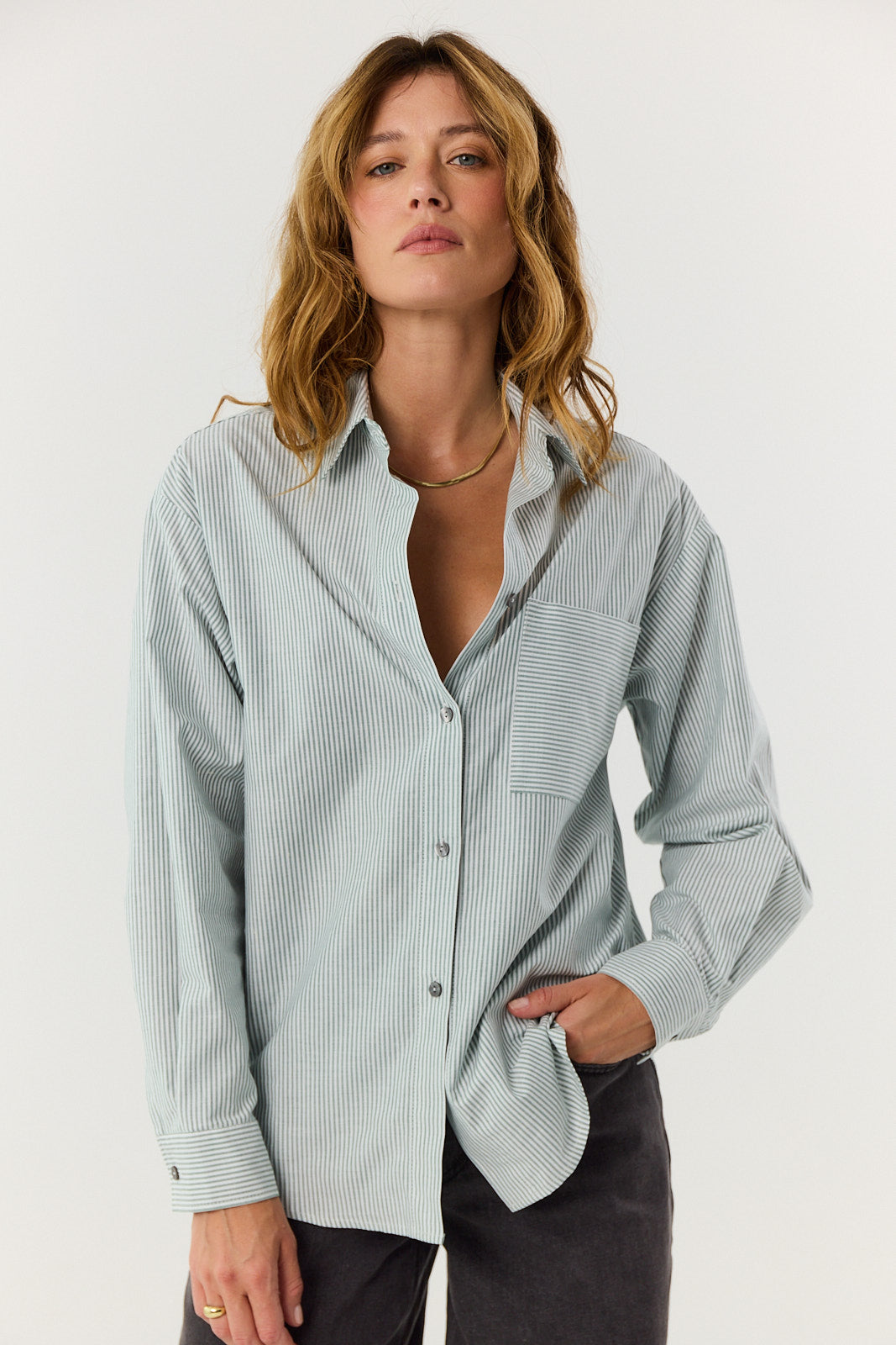 Koszula Agnes green stripes