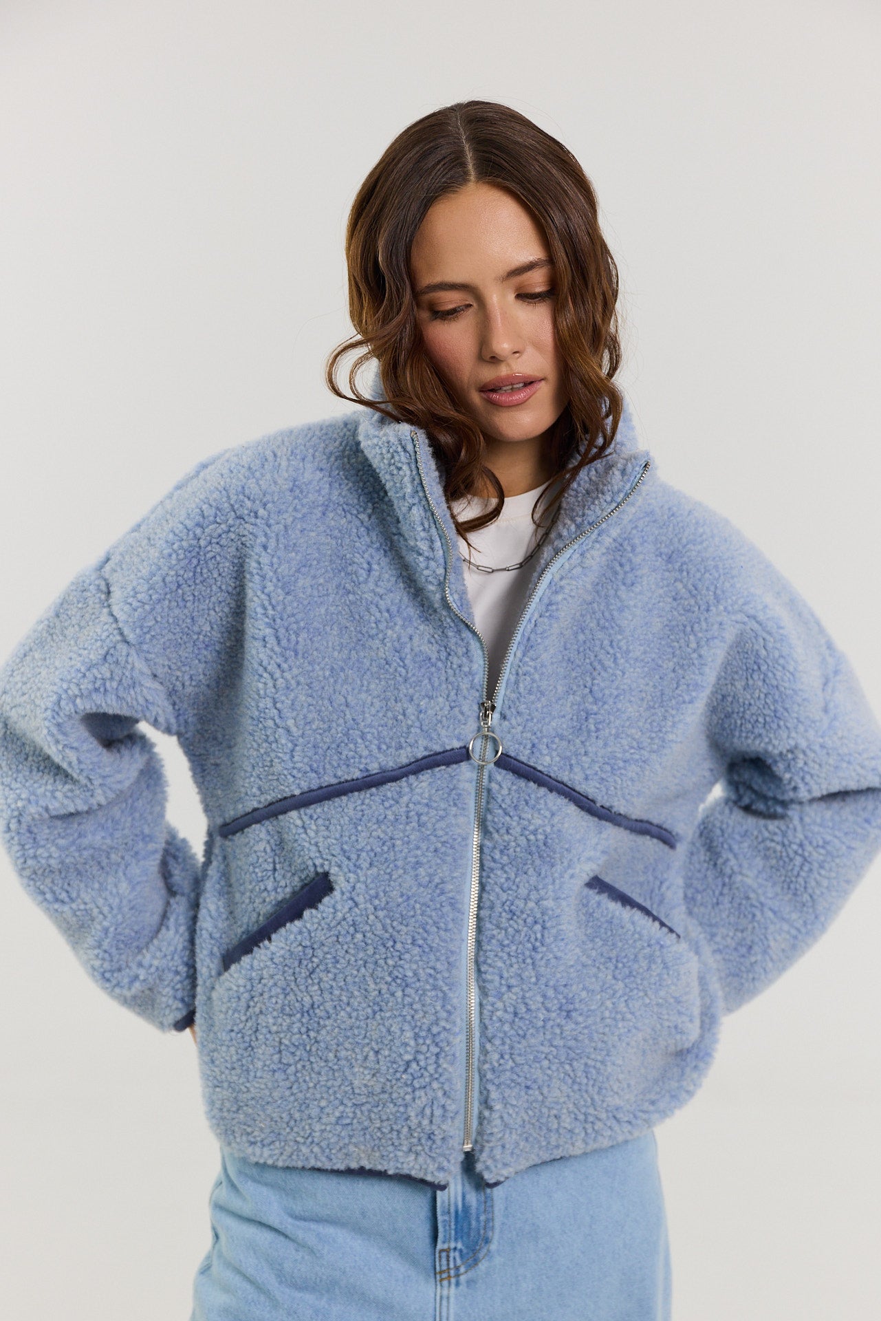 Kurtka Erin merino powder blue