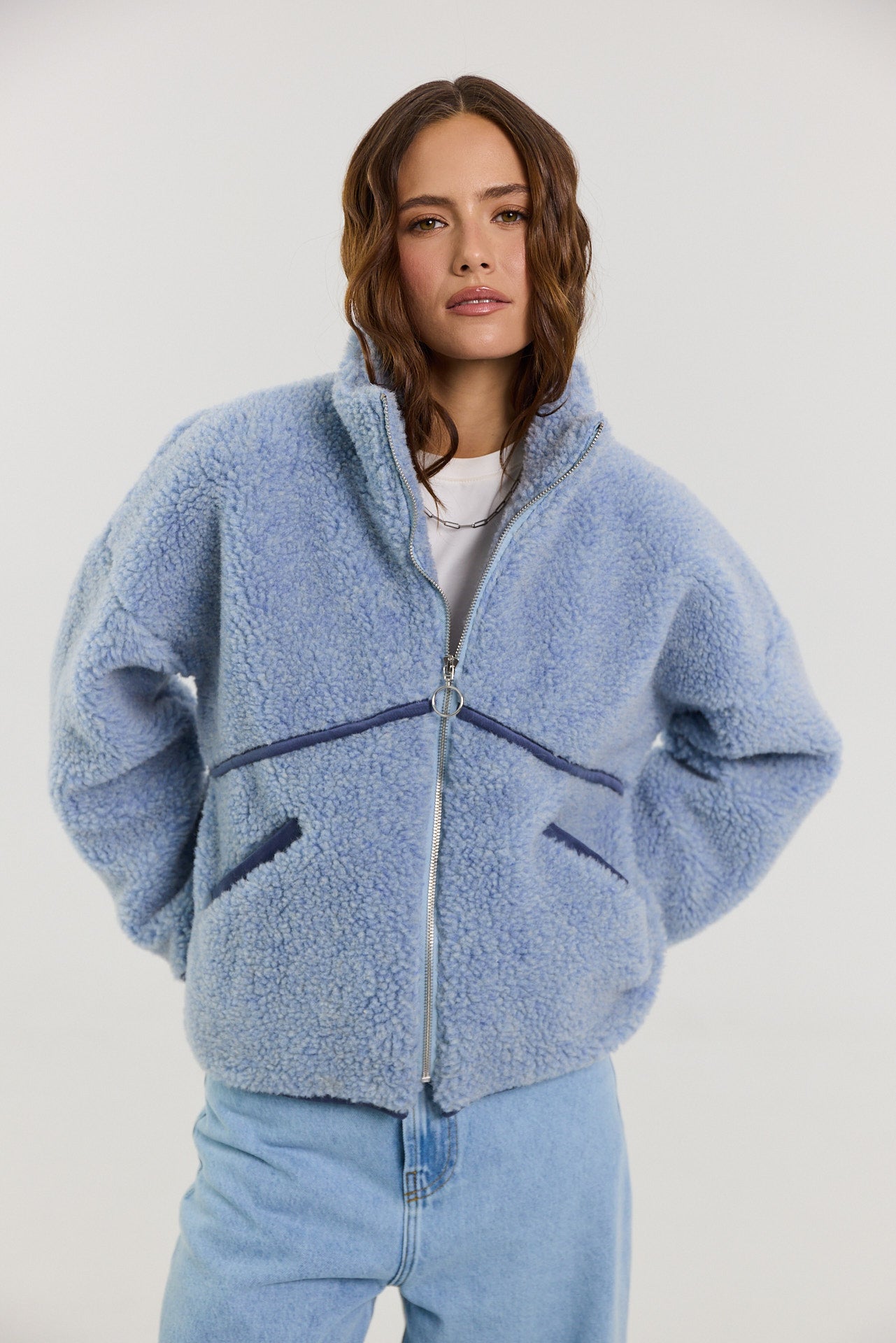 Kurtka Erin merino powder blue