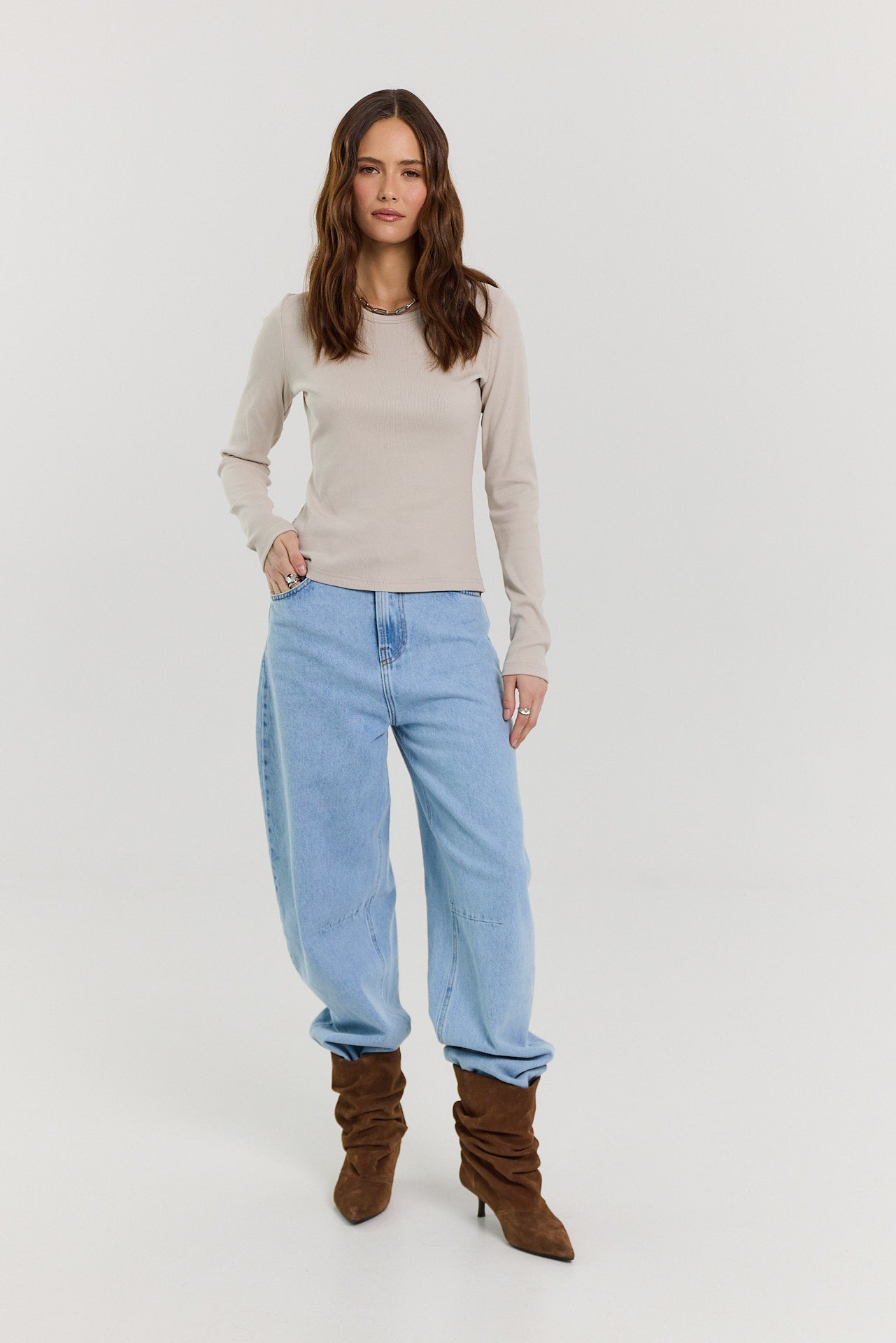 Jeansy Barrel light blue
