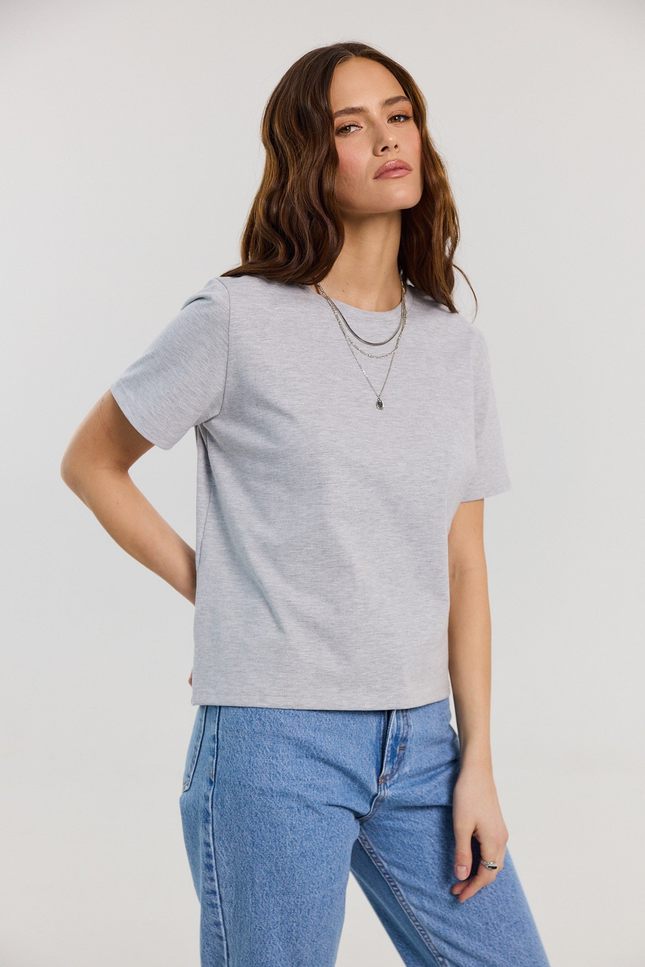 T-shirt Tony light grey melange