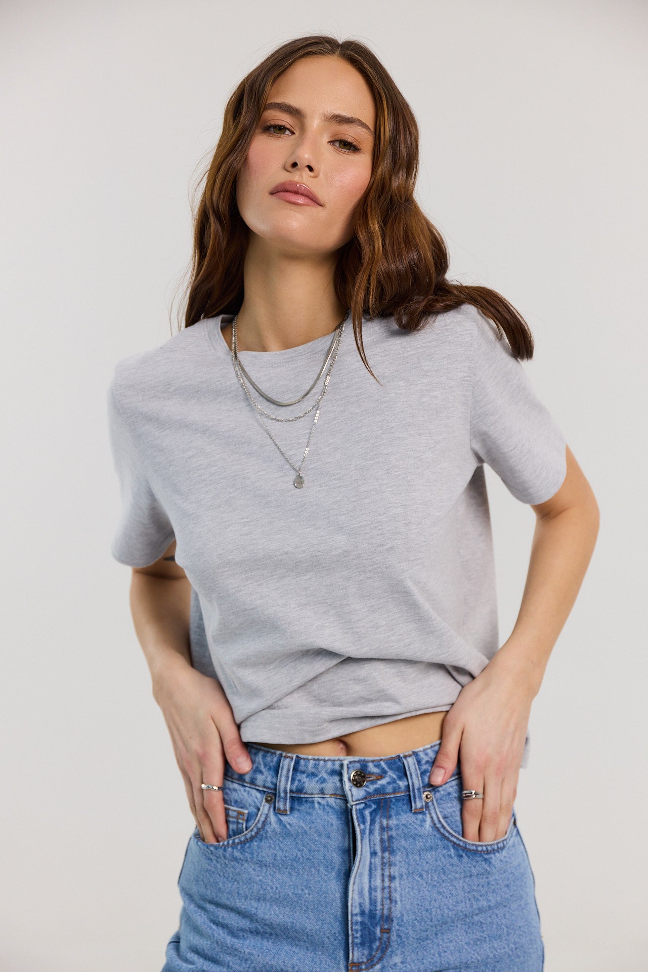 T-shirt Tony light grey melange