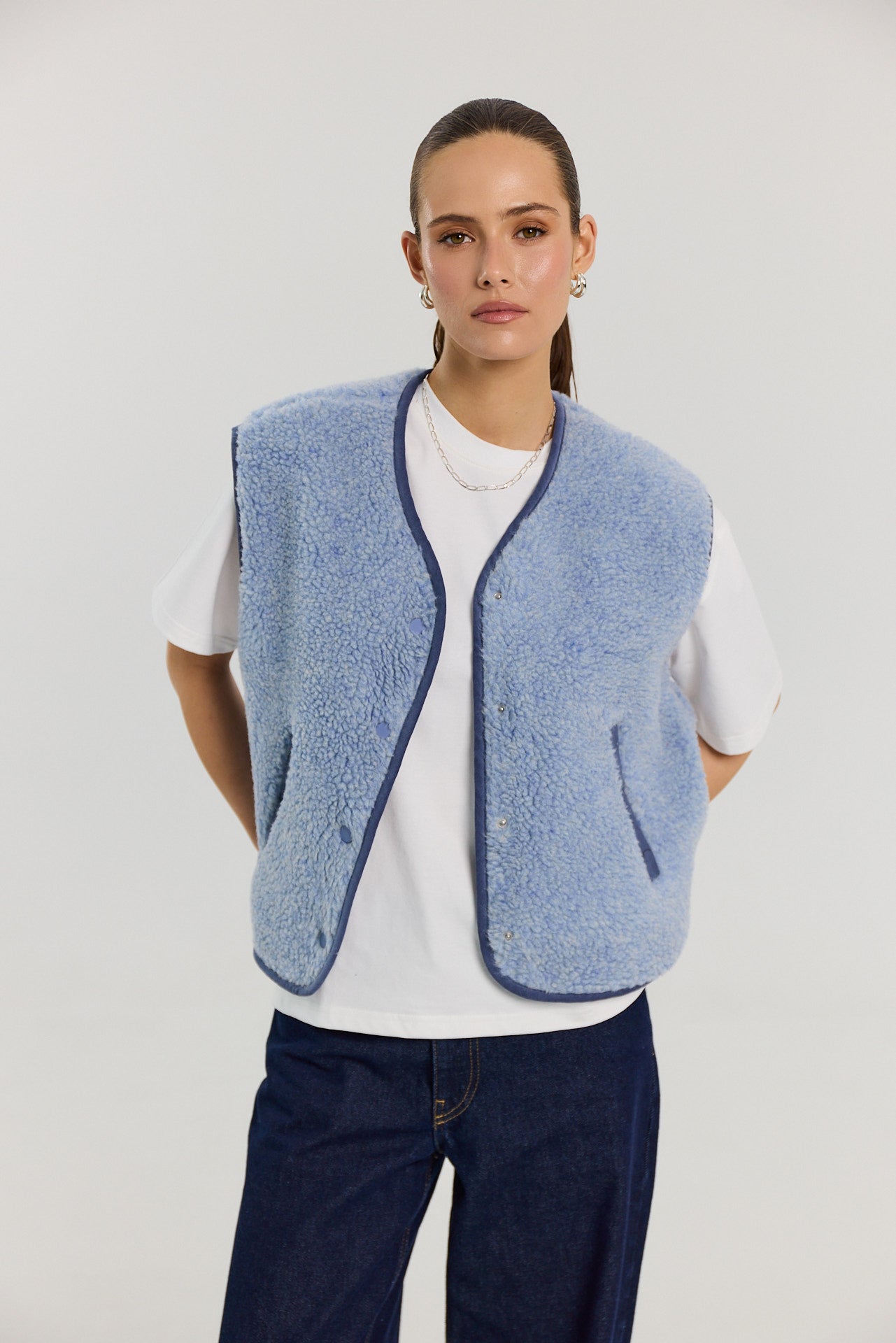 Kamizelka Eliot merino powder blue