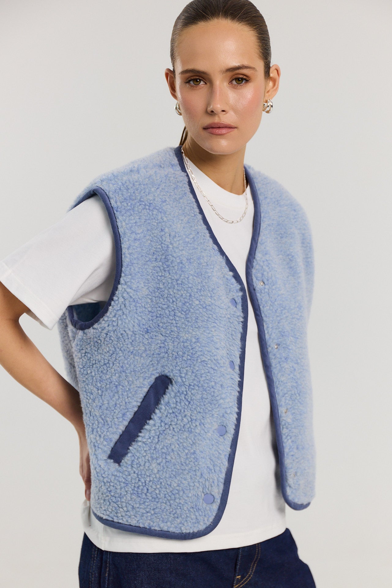 Kamizelka Eliot merino powder blue