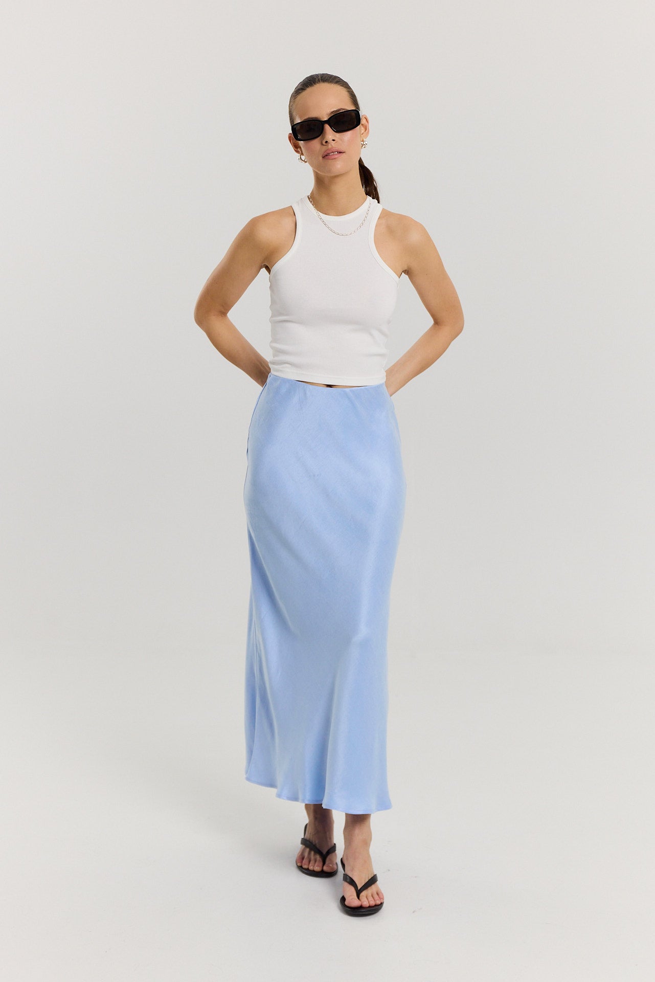 Spódnica Petra long powder blue