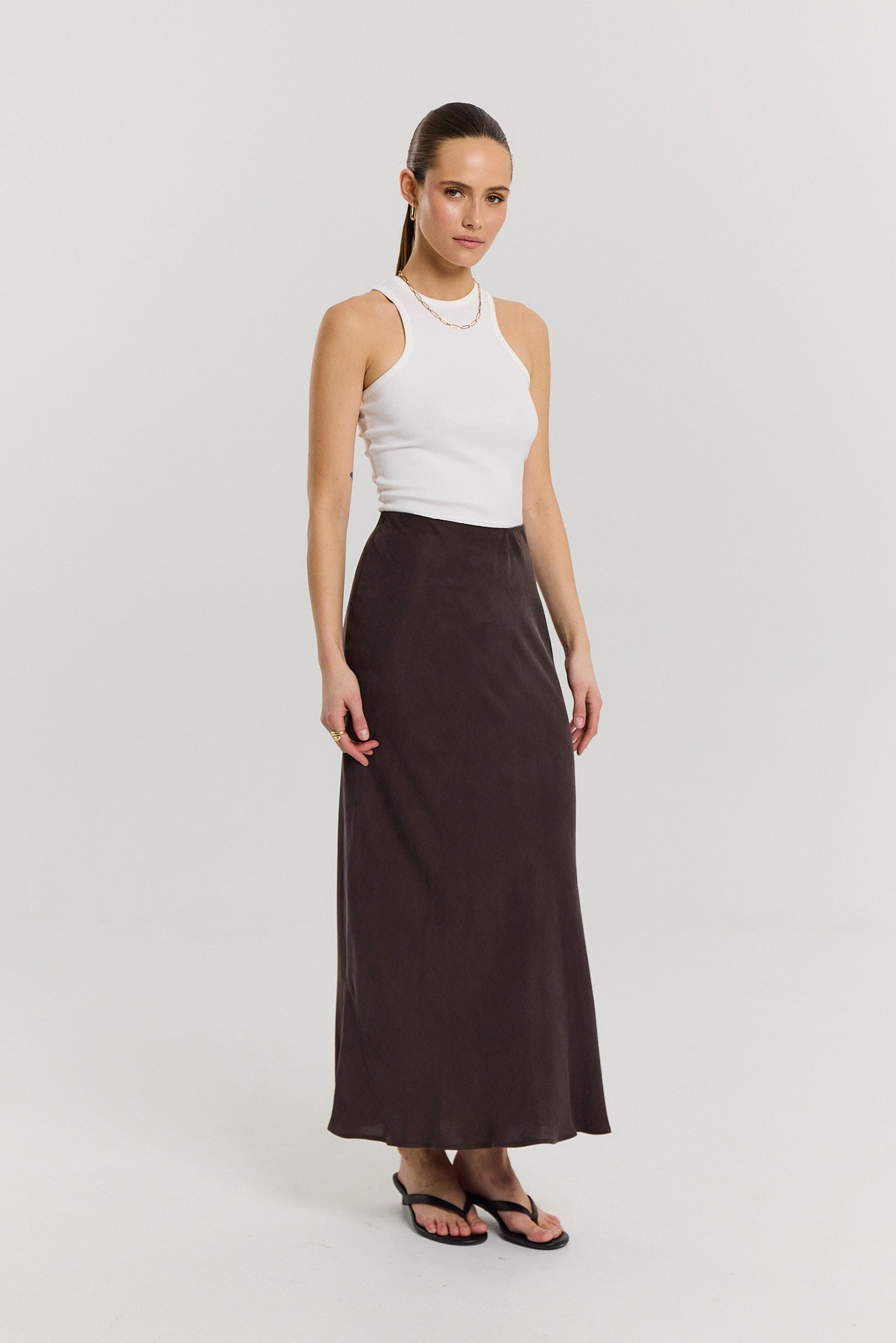 Spódnica Petra long dark chocolate