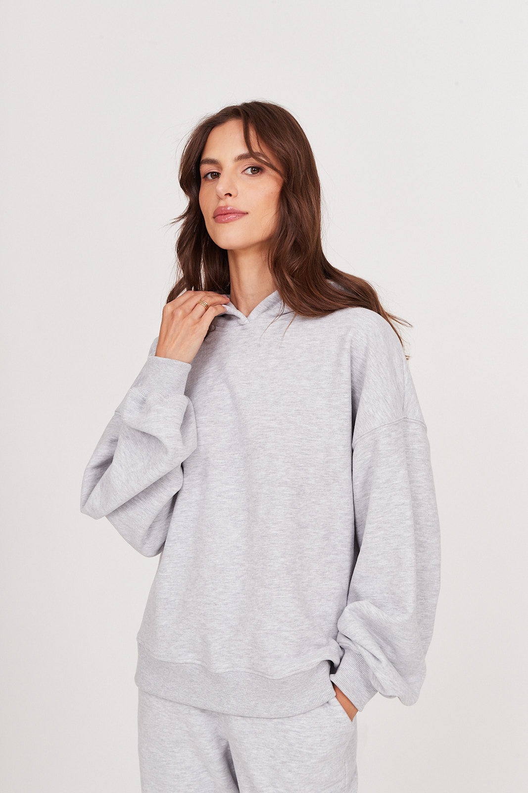 Bluza Boyfriend Hoodie light grey melange