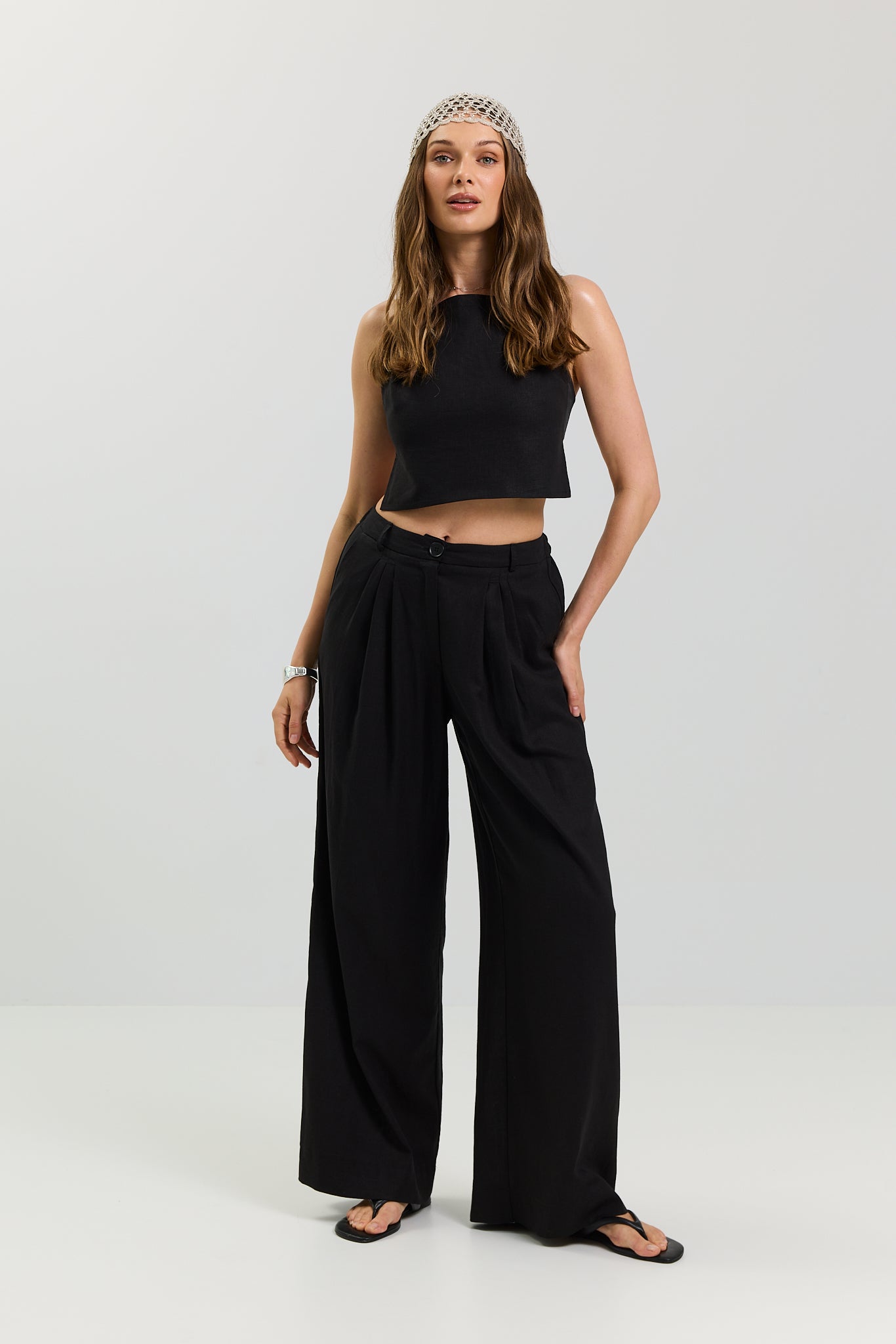 Spodnie Palazzo linen black