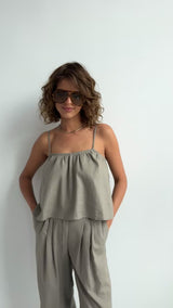 Spodnie Palazzo linen beige