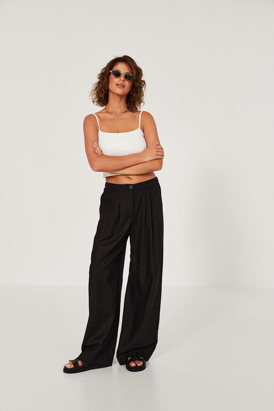 Spodnie Palazzo linen black