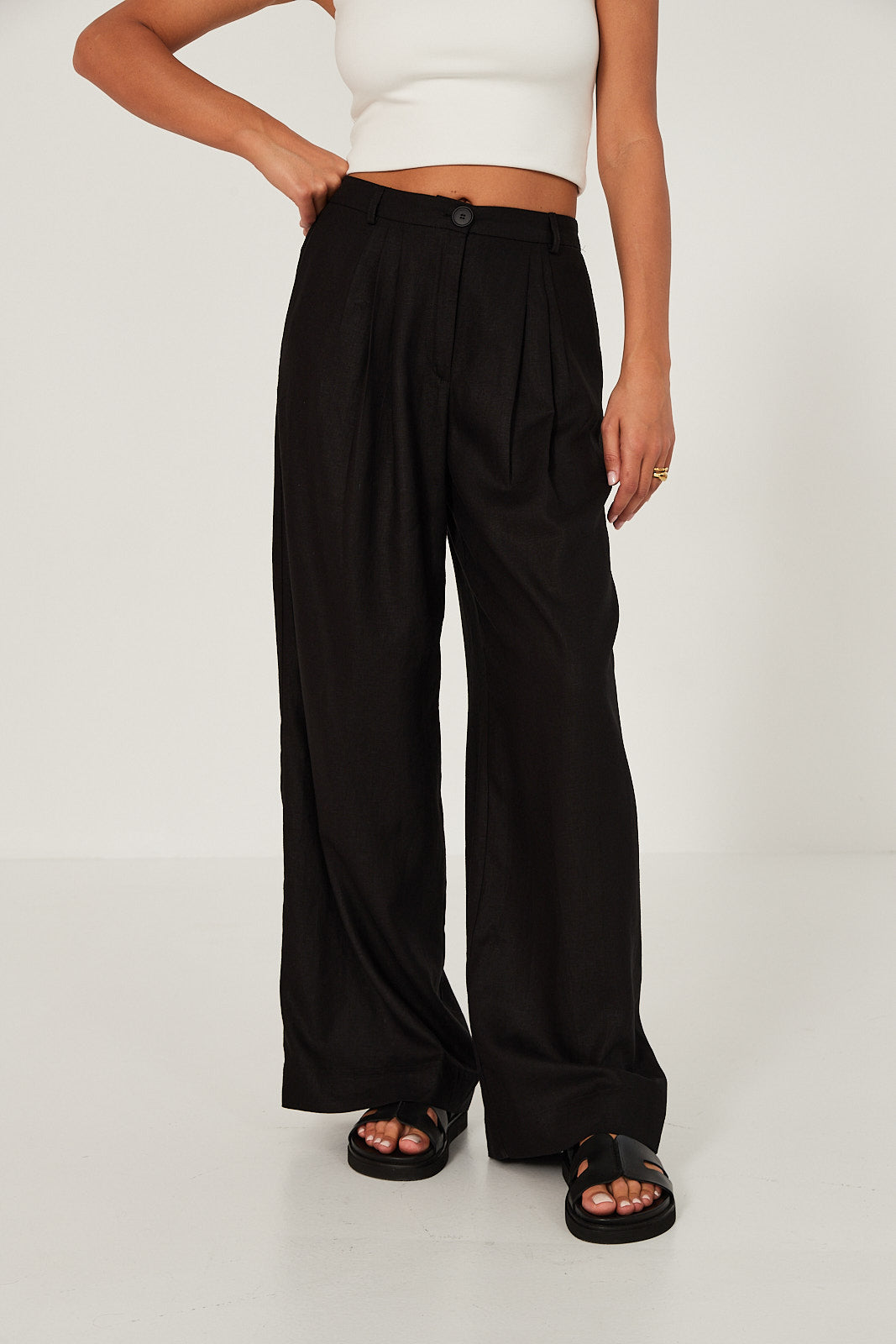 Spodnie Palazzo linen black