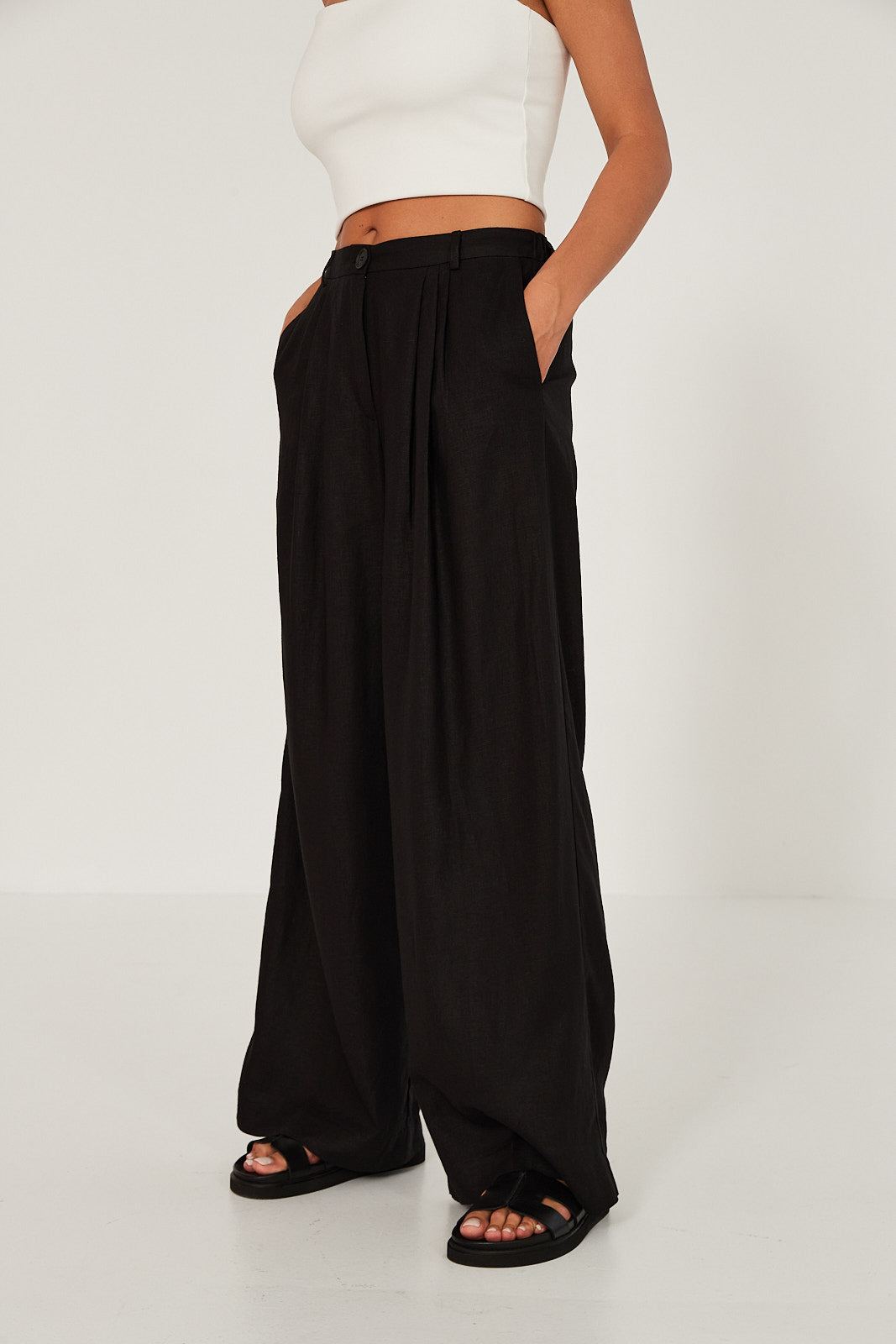 Spodnie Palazzo linen black