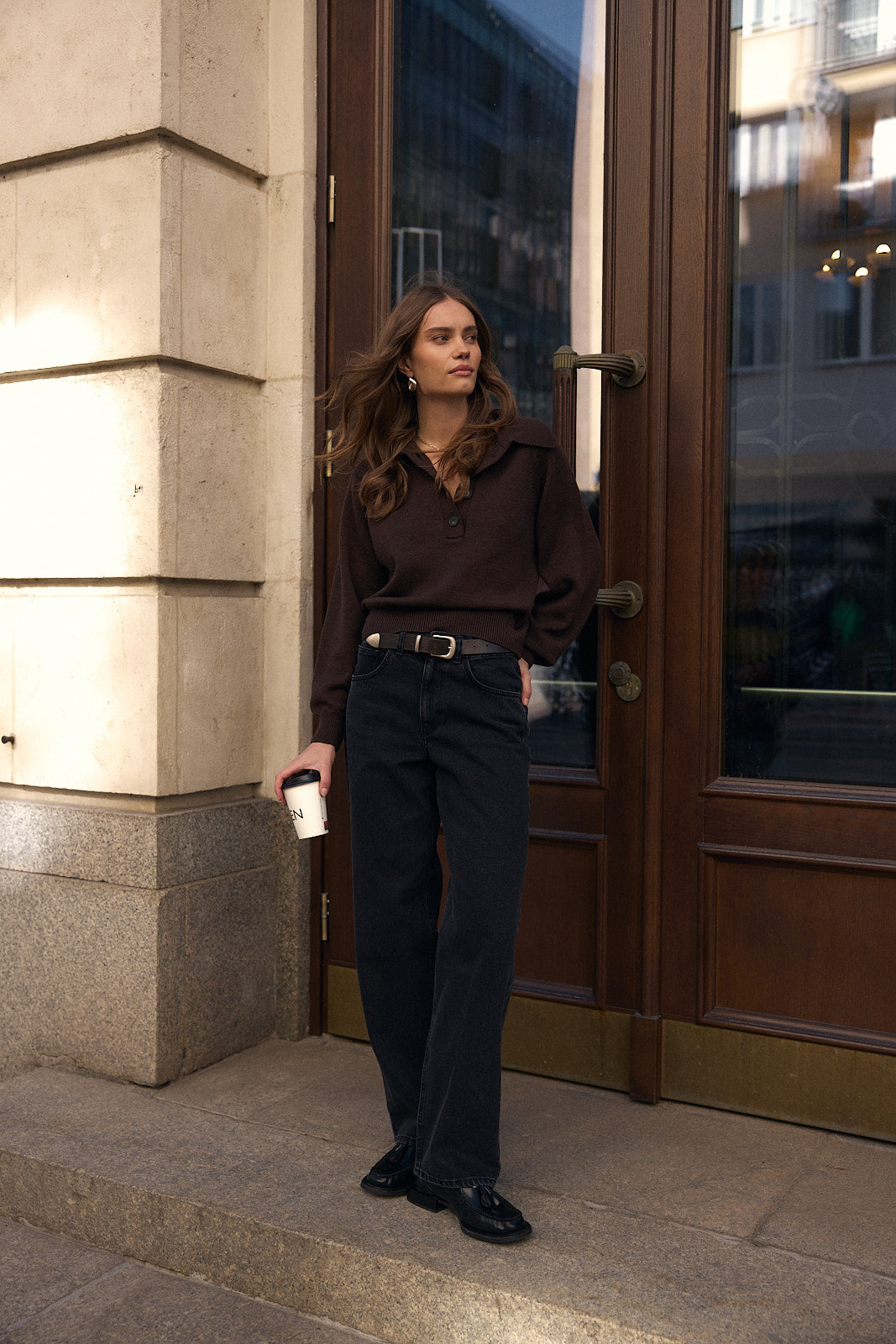 Sweter Polo Bobby dark chocolate