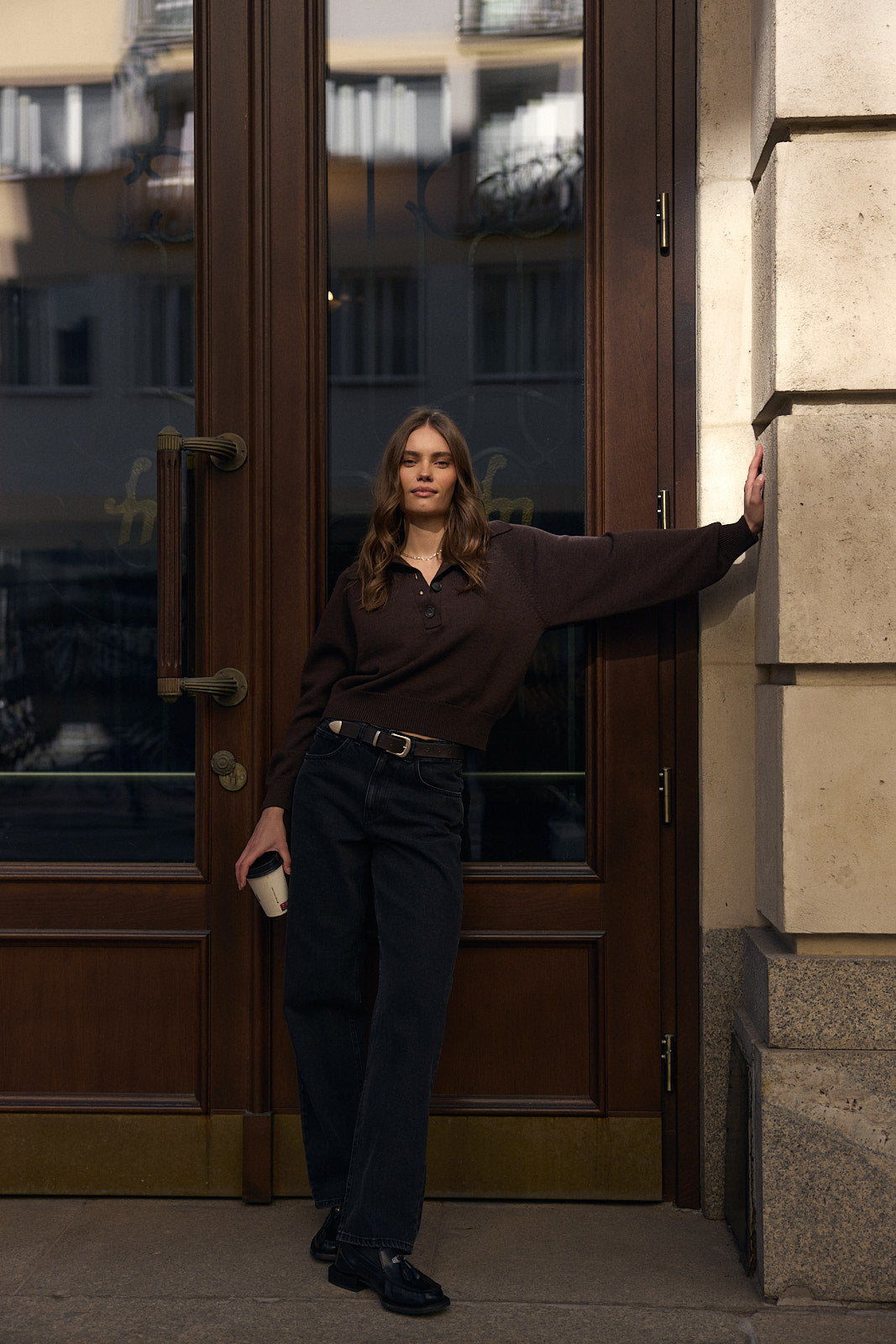 Sweter Polo Bobby dark chocolate