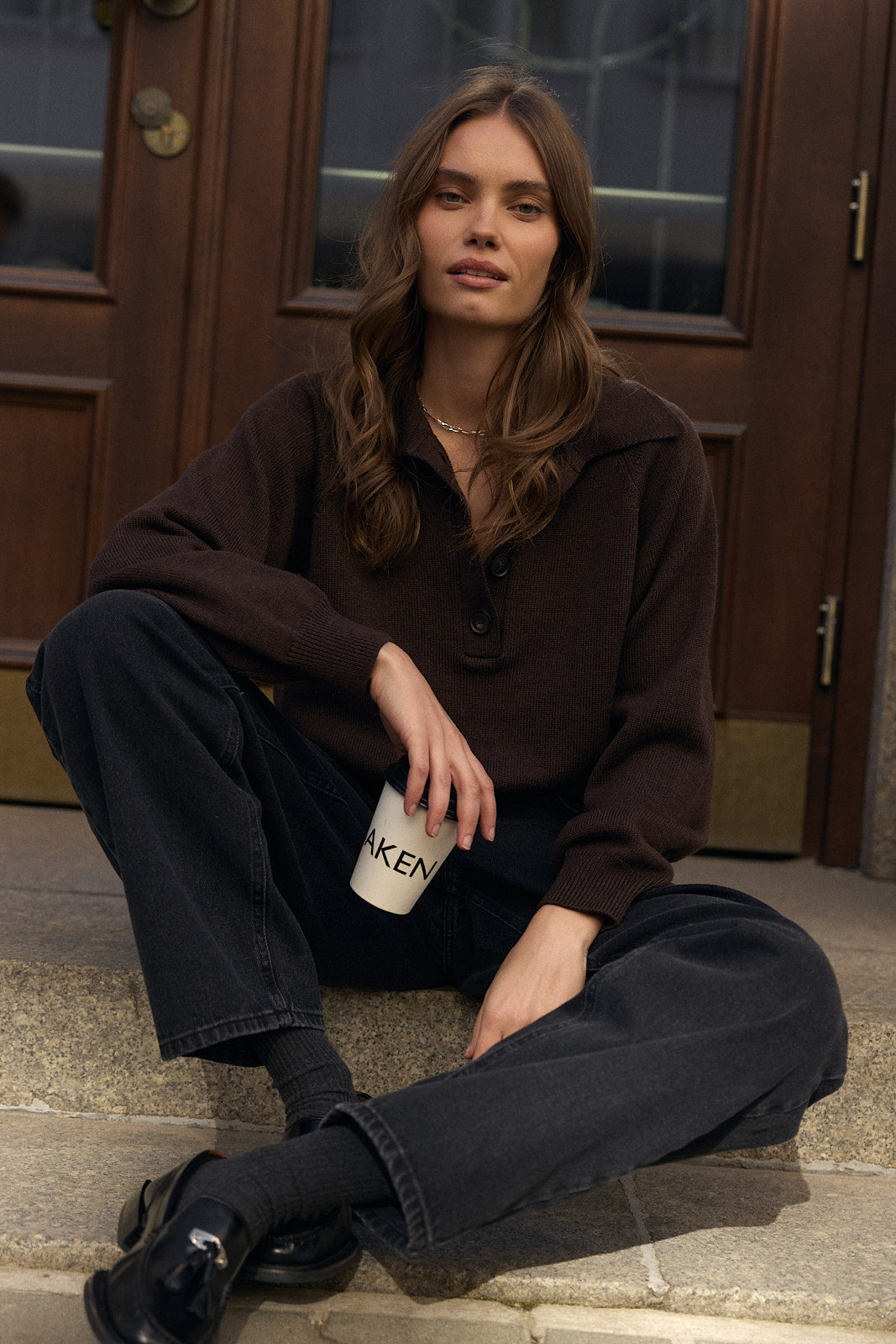 Sweter Polo Bobby dark chocolate