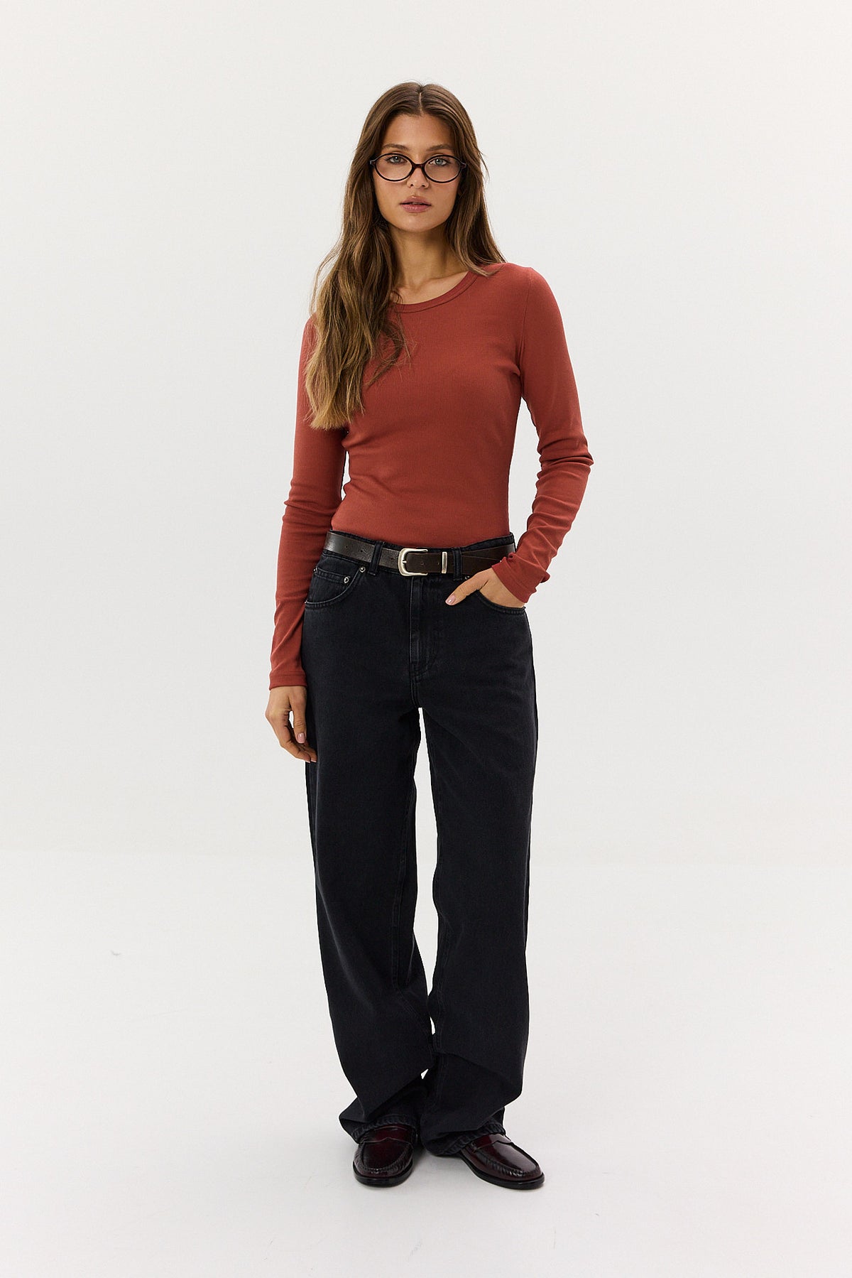 Longsleeve Bamboo burnt apricot